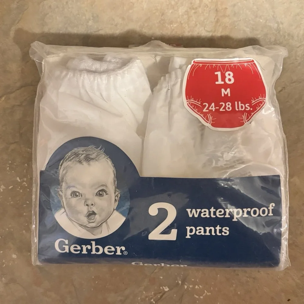 Vintage 2 Pack Gerber Sz 18M 24-28 lbs Waterproof Pants Baby Diaper Covers NEW